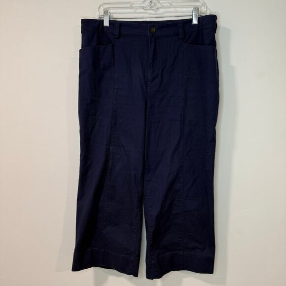Duluth Trading Co Women's Pants Workday Warrior Chino Wide Leg Crop Blue 14 Reg - Picture 1 of 8